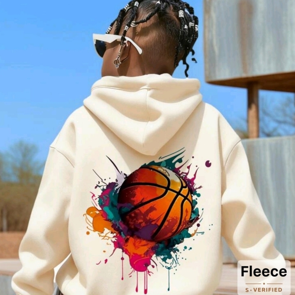 Hoodie with Colorful Splash Basketball Graphic